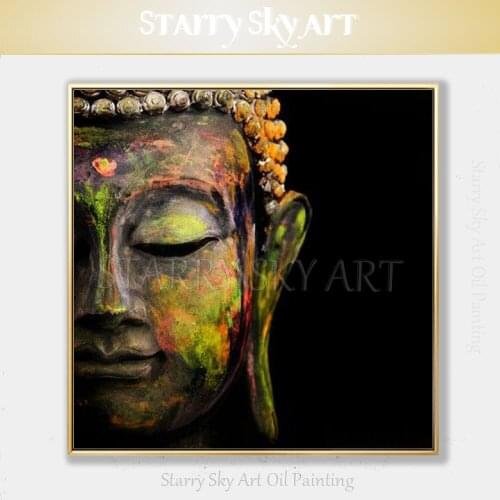 Skilled Artist Hand-painted High Quality Impressionist Portrait Buddha Face Oil Painting on Canvas Fine Art Buddha Oil Painting