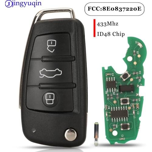 Jingyuqin For Audi A4 231G 2005 3 Buttons Folding Remote Car Key Fob 433mhz ID48 Chip Fccid:8E0837220E