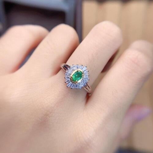 925 sterling silver Natural green Emerald Rings fine Jewelry gift women wedding open wholesale plant new 4*5mm jcj0405773agml