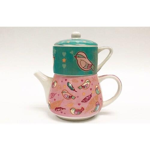 Creative idyllic ceramics one cup pot two cups pot mother pot flower pot tea pot coffee pot cup folding pot restaurant