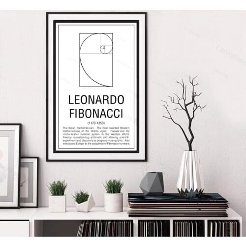 Math Print Maths Education Poster Mathematician Fibonacci Modern Wall Art Canvas Painting Picture Gift Home Wall Decoration