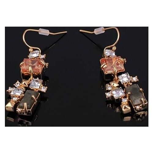 Punk style inlaid with diamond geometric natural stone irregular fashion earrings
