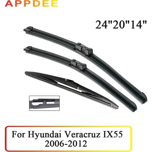 APPDEE Wiper Front & Rear Wiper Blades Set For Hyundai Veracruz IX55 2006 - 2012 Windshield Windscreen 24"20"14"