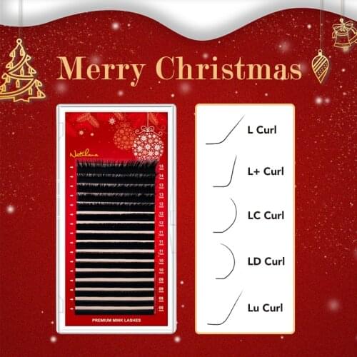 NATUHANA Merry Christmas L/L+/LC/LD/LU(M)/N Shape Eyelash Extensions Matt Black PBT Synthetic Mink Eyelashes Soft False Lashes