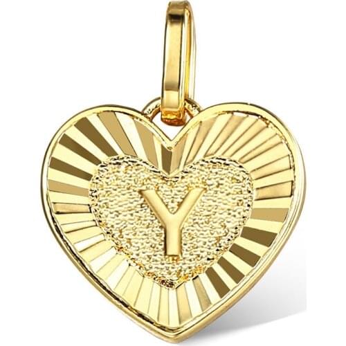 New Gold Color Heart Shaped Love Initial A Z Letter Pendant Charm for Women Girl Fashion only pendant Gifts 828 big sale GP419A