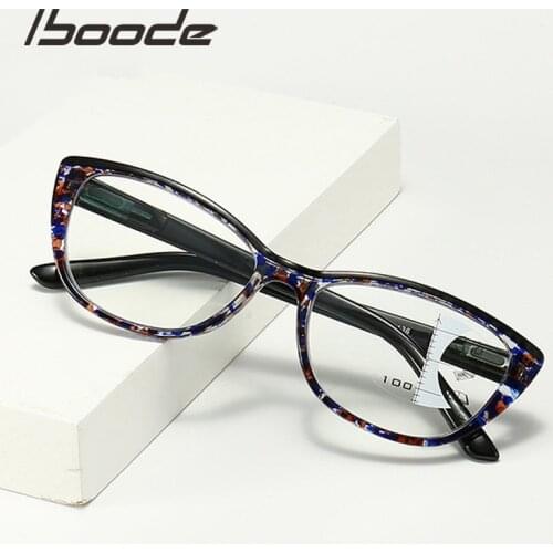 Iboode Fashion Anti Blue Rays Reading Glasses Men Women Progressive Multifocal Reading Eyeglasses for Presbyopia +1.0 to +3.5