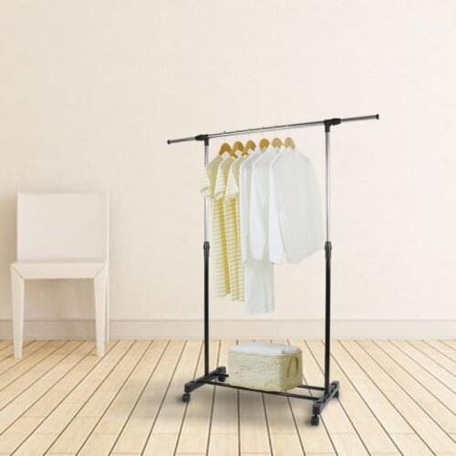 Single Garment Rack Metal Rack Stainless Steel Rack Clothes Rail Hanging Dress Coat Storage Shelf With Wheels Shoe Rack HWC