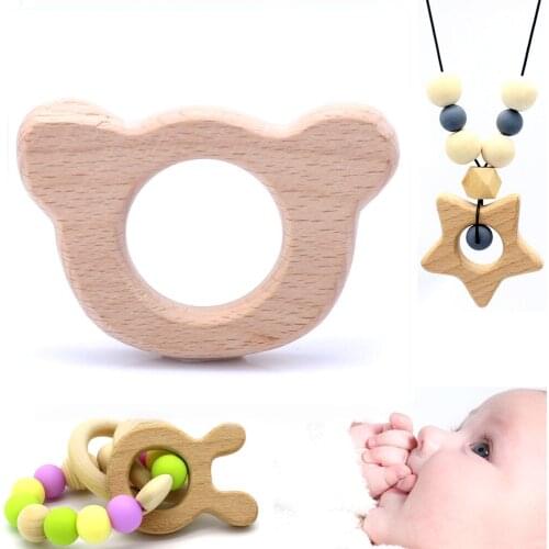 OlingArt 43*61MM 2pcs/lot beech wooden Bear shape natural childrens toys DIY Organic Eco-friendly jewelry Making Pendant