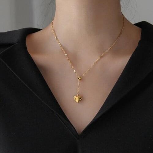 Hot Sale High Quality Simple Titanium Steel Necklace Love Heart Pendant Necklace Stainless Steel Clavicle Chain Jewelry