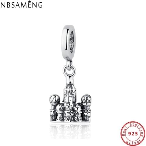 Authentic 925 Sterling Silver Bead Charms Castle Pendant Charm Fit Original Bracelets & Bangles Women DIY Jewelry Making