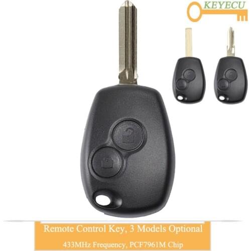 KEYECU Remote Control Car Key for Renault Logan II Sandero II Trafic 2014, Vauxhall Vivaro Fob 2 Button - 433MHz - PCF7961M Chip