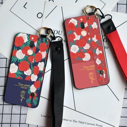 Luxury Floral Wristband Case For Huawei Mate 9 Pro 10 Lite P10 Plus Fashion Lanyard TPU Cover For Huawei Nova 2i 2 3 3i 3E 4 4E