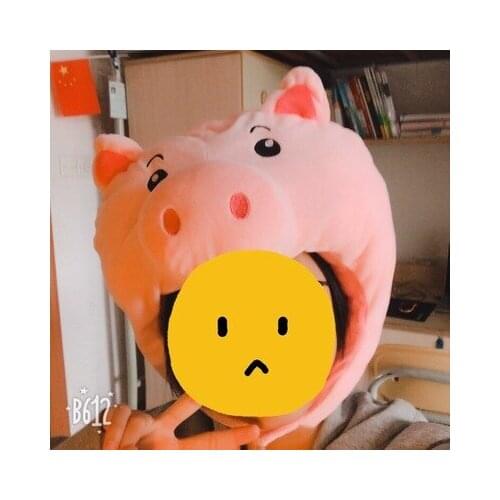 Pink cute plush pigs head cover Pig hat Plush head cover Photo Props Photo Real Props