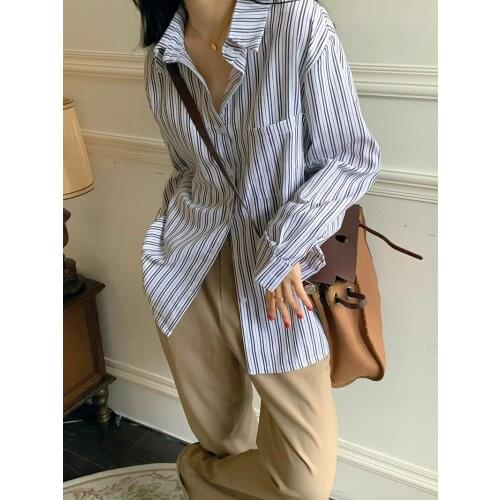 Женские рубашки в полоску SaHezeng China At AliExpress