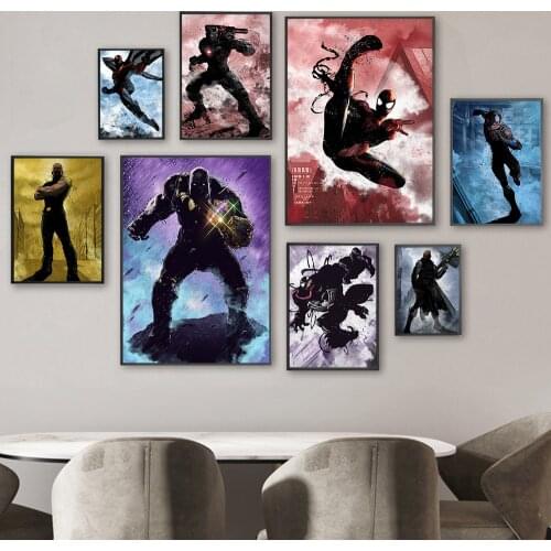 Disney Self-adhesive Wall Sticker Marvel Avengers Superhero Spiderman Iron Man Posters and Prints Wall Art for Home Decoration