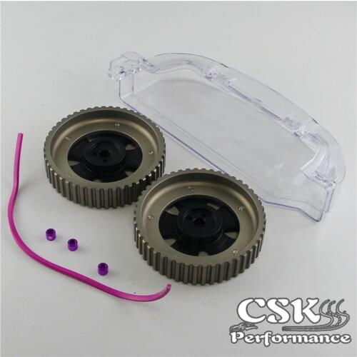 Cam Gear Pulley + Cam Cover Fit For Mitsubishi EVO 1-3 Eclipse DSM 4G63 92-95 Black