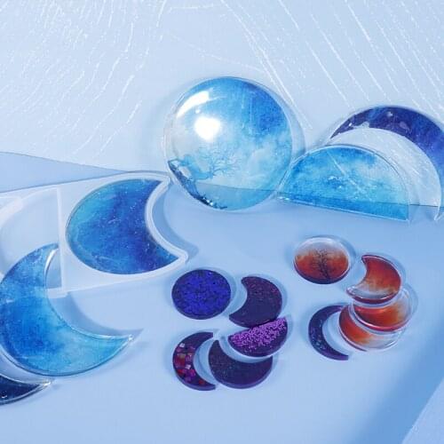 Starry Lunar Eclipse Epoxy Silicone Mold Astronomy Crescent Moon Phases Resin Molds For Jewelry Craft DIY Art Home Decoration