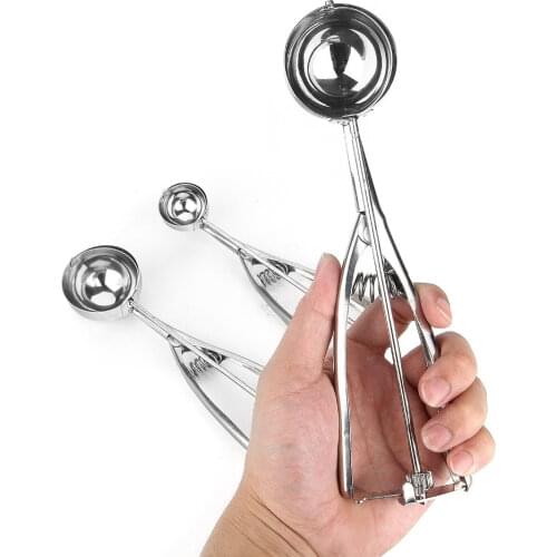 Ice Cream Scoop 4,5,6cm Stainless Steel With Trigger Cookie Scoop Spoon Frozen Cooking Tools Ice Cream Decorating Tool