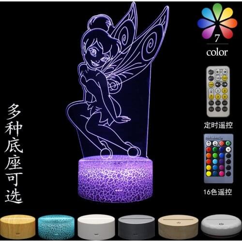Disney Flower Fairy Table Lamp LED Night Light 16 Color Touch Remote Control Light Valentines Day Gift Childrens Birthday Gift