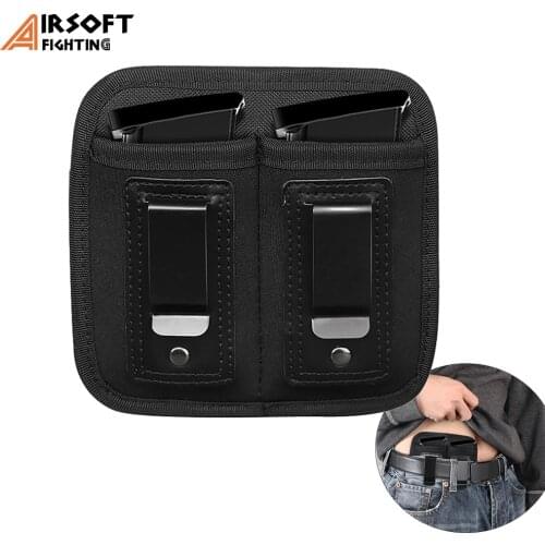 Tactical Double Magazine Pouch Holster Concealed Carry Airsoft Pistol 9mm Mag Holster for Glock 17 19 Beretta Handgun Mag Clip