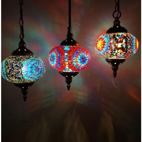 Turkish Moroccan Pendant Light Handmade Mosaic Stained Glass Corridor Stairwell Cafe Restaurant Hanging Light Lamp