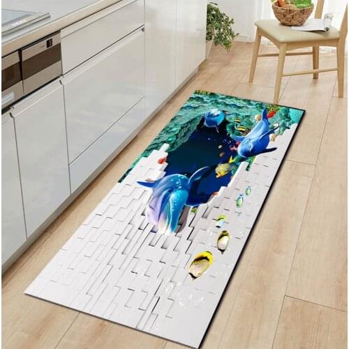 3D Ocean World Fish Entrance Doormat Home Kitchen Mat Bedroom Floor Decoration Living Room Carpet Bathroom Water Absorption Rug