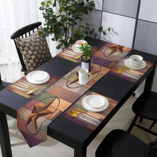 Vintage Wooden Board Table Runner Table Mats Cover For Home Wedding Banquet Festival Party Catering Hotel Table Decoration