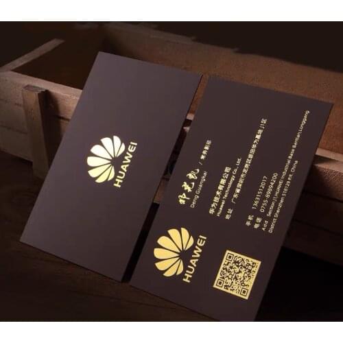 Business Card Custom Printing Brown 350gsm Smooth Touch Paper Gold Silver Foil Spot UV Logo Name Print for Office 200pcs 90x54mm