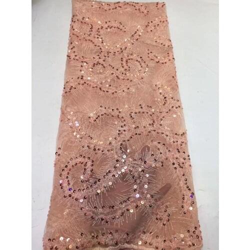 Embroidered tulle lace fabric ZH-10618 high quality french net lace fabric with beads