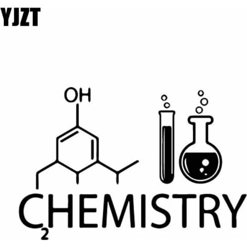 YJZT 15.7CM*10.6CM Molecules Chemistry Lab Science Art Car Sticker Delicate Black/Silver C27-0277