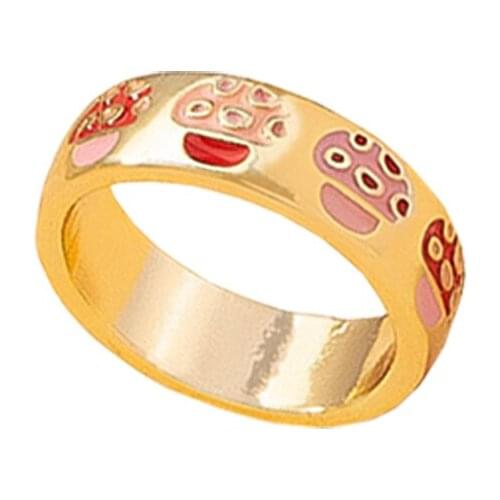 Y2K Jewelry Pink Mushroom Rings For Women Metal Vintage Harajuku Punk Fashion Rings Charms 90s Aesthetic New Gits Wholesale