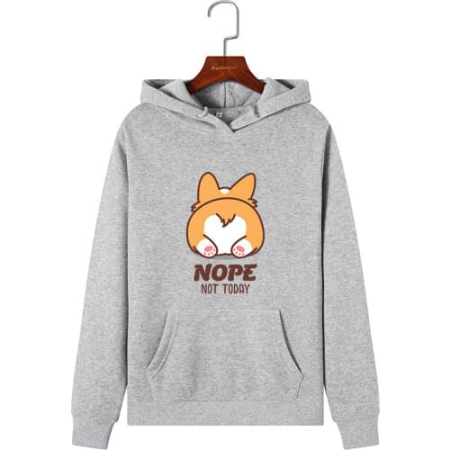 Women Hoodies Sweatshirts Hooded Sweatshirt Cute Animal Corgi Not Today Letter Print Autumn Winter Pullover Female Hoodie Tops