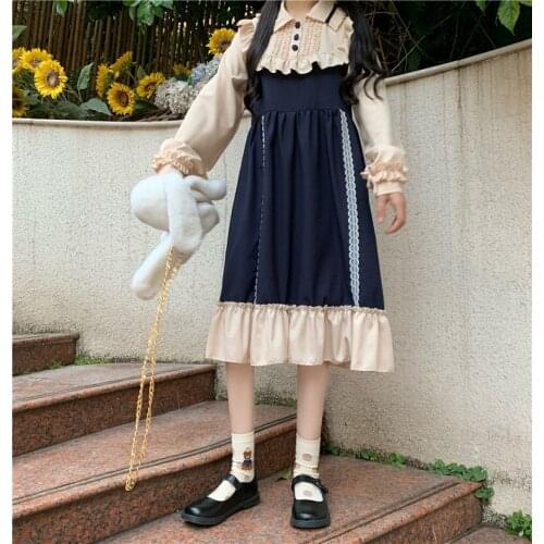 Sweet Lolita Dress Vintage Lace Angel Lace Bowknot High Waist Victorian Dress 2020 Summer Kawaii Girl Lolita Op Cos Lady Dresses