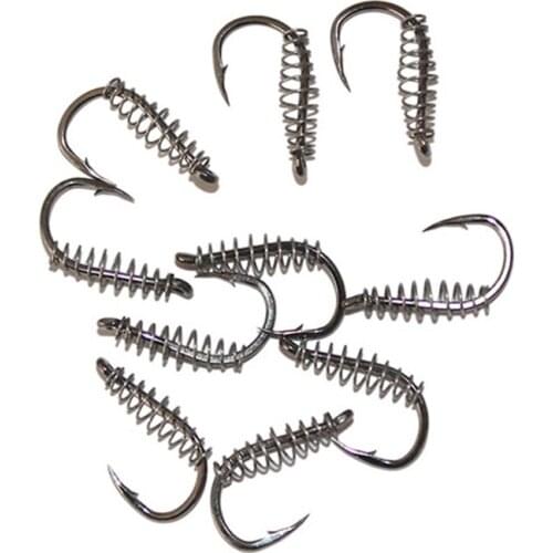 10pcs / Set Fishing Hook Wide Crank Offset Fishing Hook For Soft Worm Lure Bass Barbed Wire Carp Fishing Staninless Steel Hooks