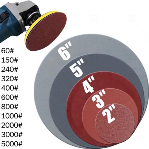 Round Velcro Sandpaper Disk Abrasive Polish Pad Plate Sanding Polishing Kit Grit Paper Discs P800 P1200 P1500 P2000 P3000 P5000