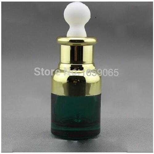 20ml dark green Amber glass Essential Oil dropper bottle w gold should Dispensing Container Reagent Liquid Pipette 50pcs/lot