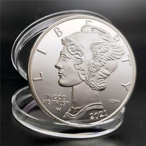 2021 American Statue of Liberty Eagle Ocean Silver Coin Commemorative Coin Crafts Collection Home Decoration