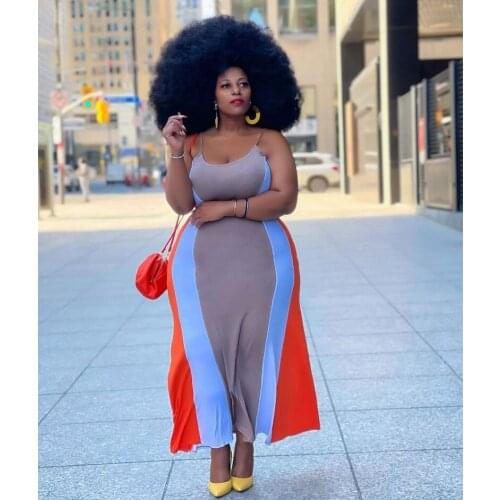 2021 Summer Sexy Patchwork Dress Birthday Party Wear New Womens Clothing Tight Fashion Street Long Strap Sexy Striped Dress