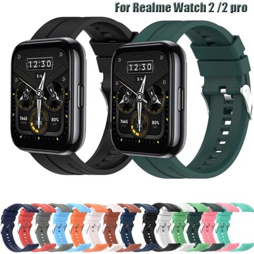 22MM Silicone WatchBand Strap For Realme Watch 2 2 pro Smart Wristband Bracelet For Realme Watch S / Ticwatch Pro 3 WirstStrap