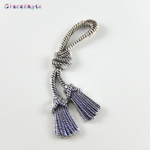 GraceAngie 5PCS Antique Jewelry Alloy Charms Ropes Tassel Suspension Pendant Jewelry Earring Necklace Accessory 85*29*5mm