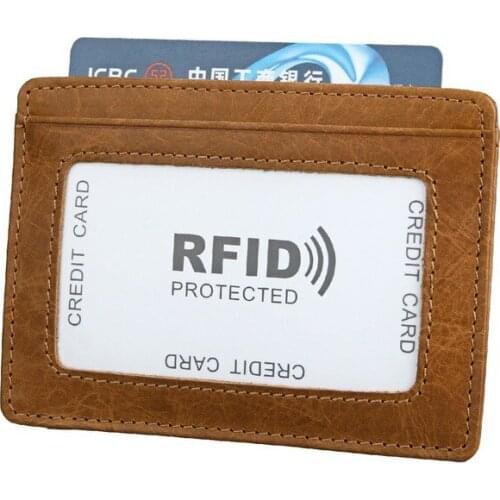 Anti-theft Card Holder Leather Rfid ID Card Holder Custom Retro Ultra-thin Card Holder Bank Card Holder