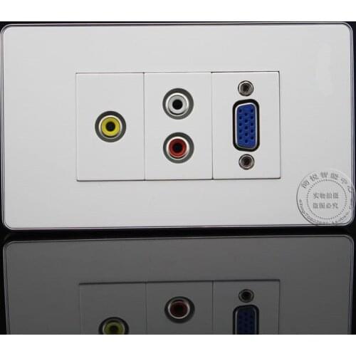 120 x 70MM 3RCA AV Audio Plate + VGA Jack Outlet Socket Assorted Panel Faceplate