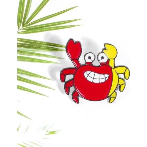 Ins Tide Creative Explosion Models Cute Cartoon Crab Enamel Brooch 2020 Fashion Wild Shirt Collar Badge Give Gifts To Children