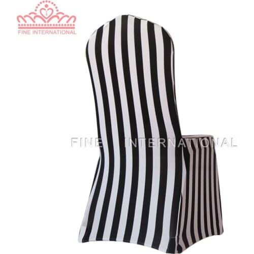 White and black stripe print spandex chair cover