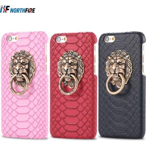 NORTHFIRE Finger Ring Case KickStand For iPhone XR X XS Max Lion Head Stand 6/6S/7/8 Plus 5S/SE Snake Boa Skin Back Cover Coque