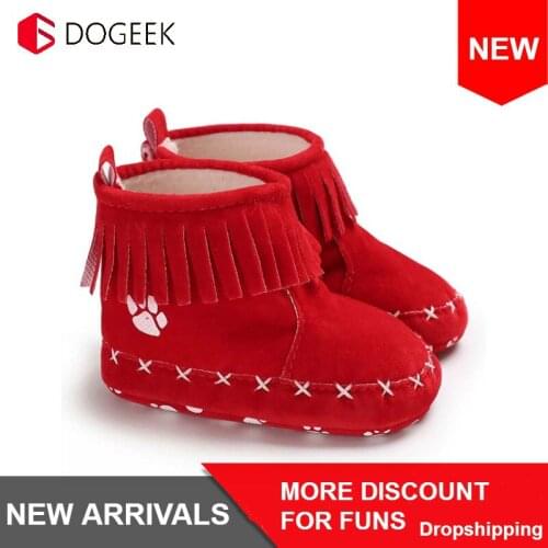 DOGEEK Winter Toddler Shoes Baby Tassel Girls Boots Newborn Infant Girls Shoes Winter Warm Shoes Nonslip Crib Shoes First Walker