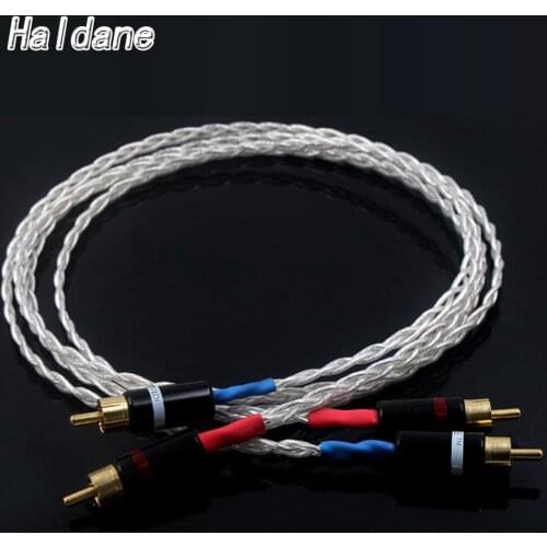Haldane HIFI RCA Aduio Cable 8AG Single Crystal Silver Audio Cable HIFI RCA Interconnect Cable with Gold plated RCA plug