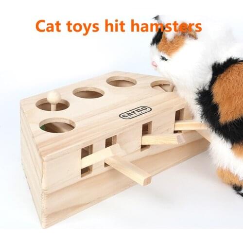 Solid Wood Cat Toys Cartoon Educational Pet Toys Hamster Cat Toys Avoid Loneliness Strong And Durable Interaction Cat Toy