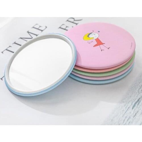 Round Mini Makeup Mirrors Cute Cartoon Pattern Portable Compact Cosmetic Small Mirror Beauty Tools Women Holiday promotion SN
