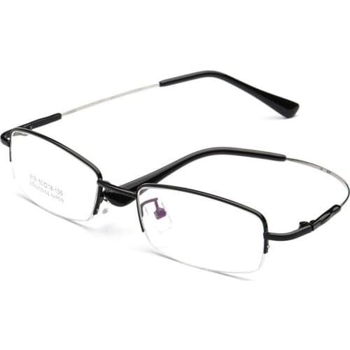 Square Memory Titanium Women Men Metal Eyeglasses Presbyopia Optical Half Frames Eyewear Clear Lens Gold Silver Spectacles